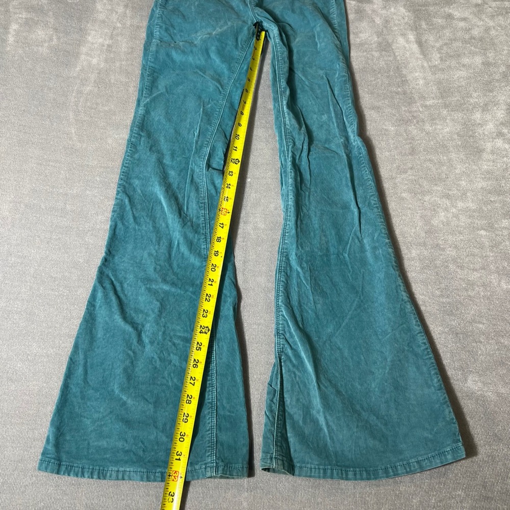 We The Free Free People Teal Corduroy Flare Pants Pull On Bell Bottom Size 26 - Picture 3 of 12